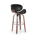 Mid Century Modern Faux Leather Wood Swivel Barstool W9005