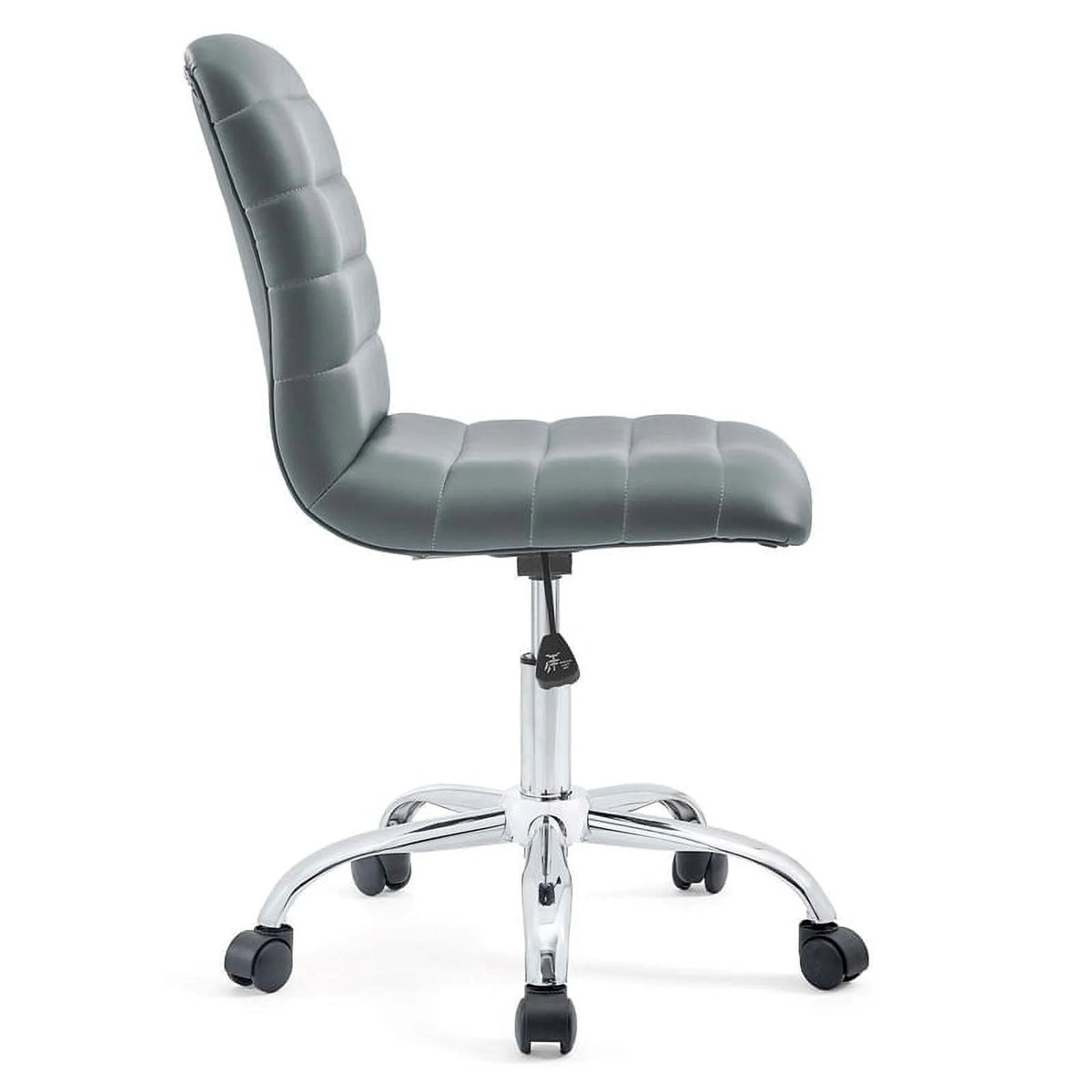 Gray Vinyl Nylon Mid-Back Armless Swivel Office Chair O32532