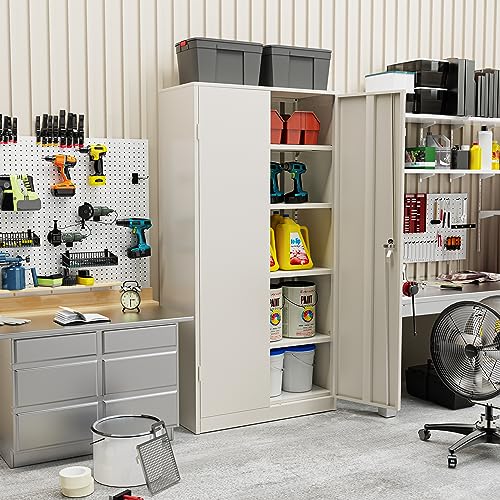 72” Black Metal Storage Cabinet with Adjustable Shelves D85088