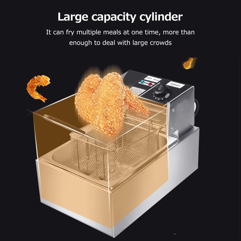 Electric Fryer 6L Stainless Steel 2500W Constant Temperature Commercial L6287