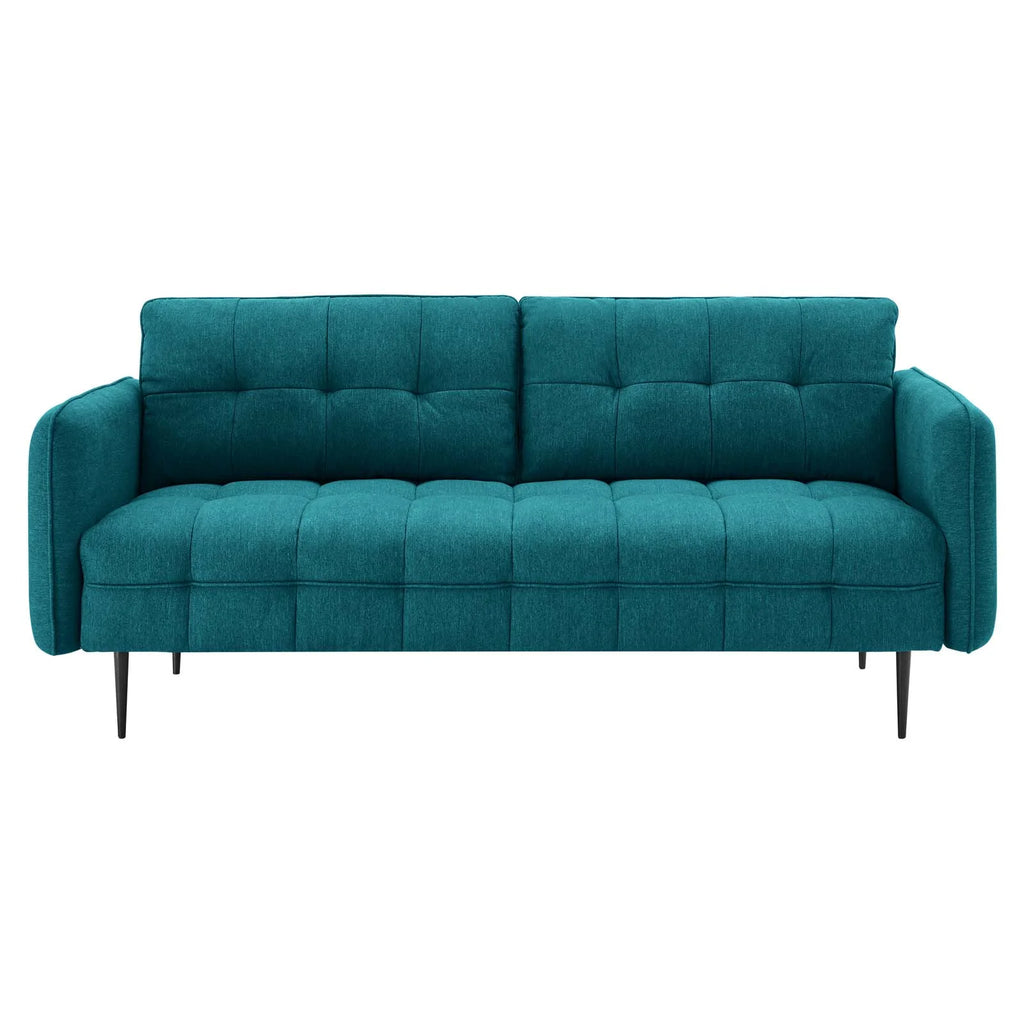 Teal Blue Tufted Fabric Sofa T374470