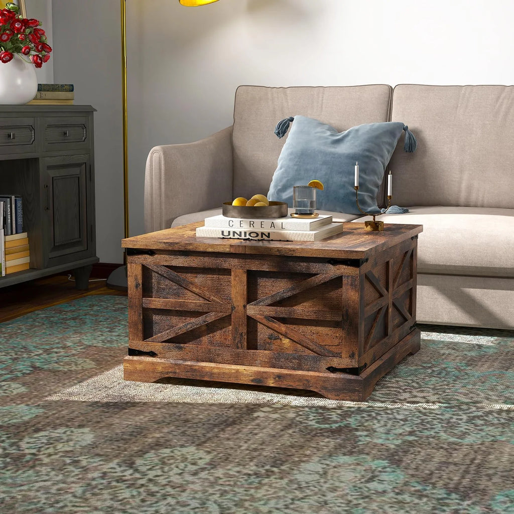 Square Wood Coffee Table with Storage Y99022