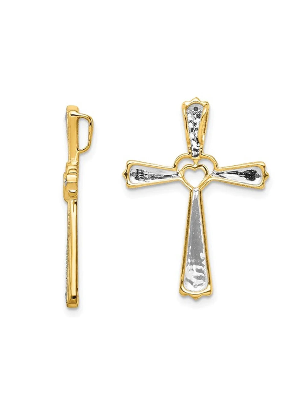 10K Yellow Gold Cross Pendant Necklace with Chain and Diamond Accent D284