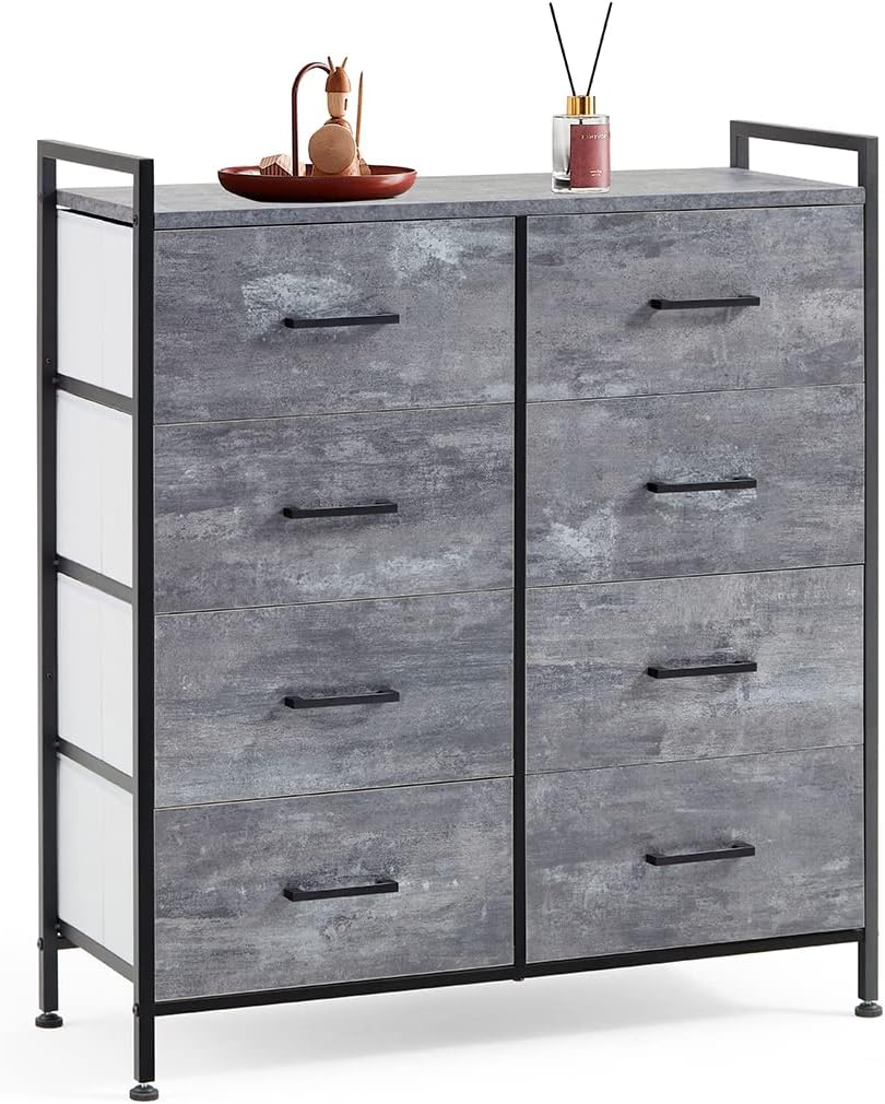 8 Drawer Wood Dresser with Metal Frame C86038
