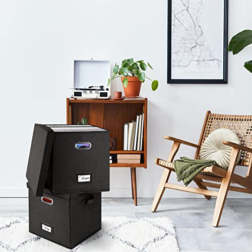 Stackable Vinyl Record Storage Box with Lid P461
