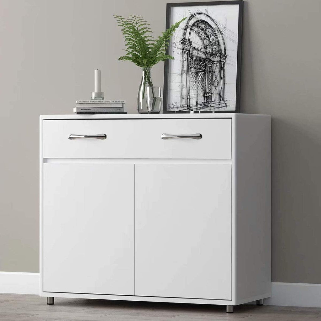 White Buffet Cabinet with 2 Doors and 1 Drawer N826467