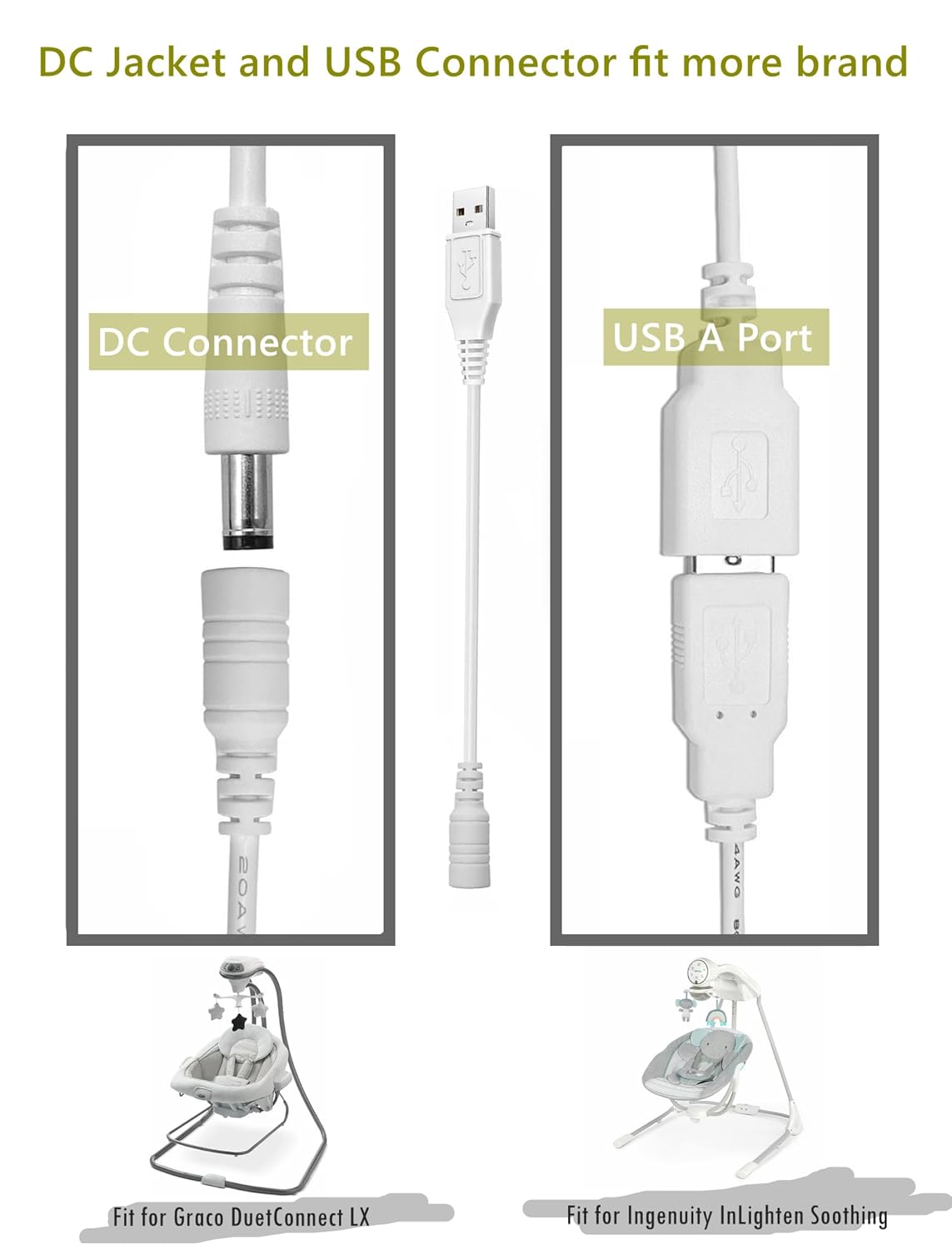 Replacement baby swing cord, Baby Swing Charger USB P659