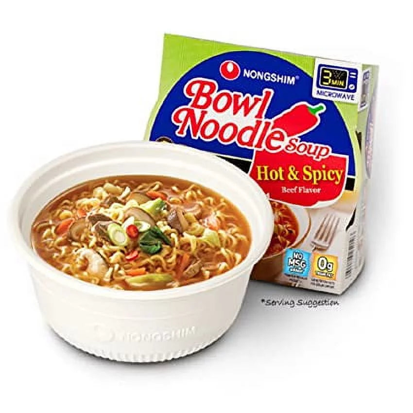3.03oz X 18 Count Hot & Spicy Beef Ramyun Ramen Noodle Soup Bowl O273440