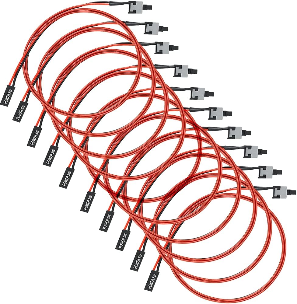 2 Pin PC Power Cable on/Off Push Button Switch 10pcs R446988