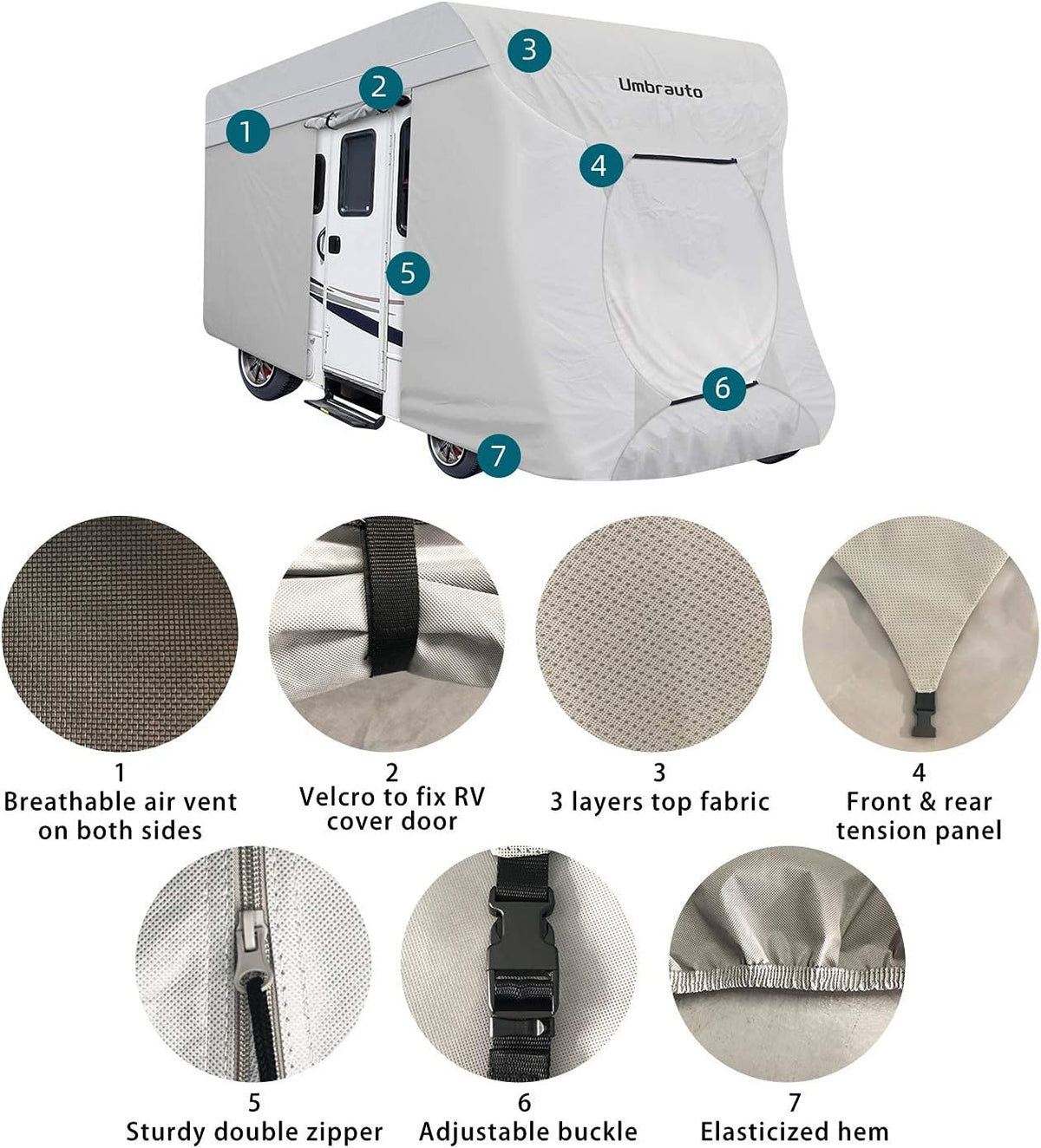 3 Layers Waterproof Ripstop RV Cover Fits 29Ft to 32Ft, Grey A913107