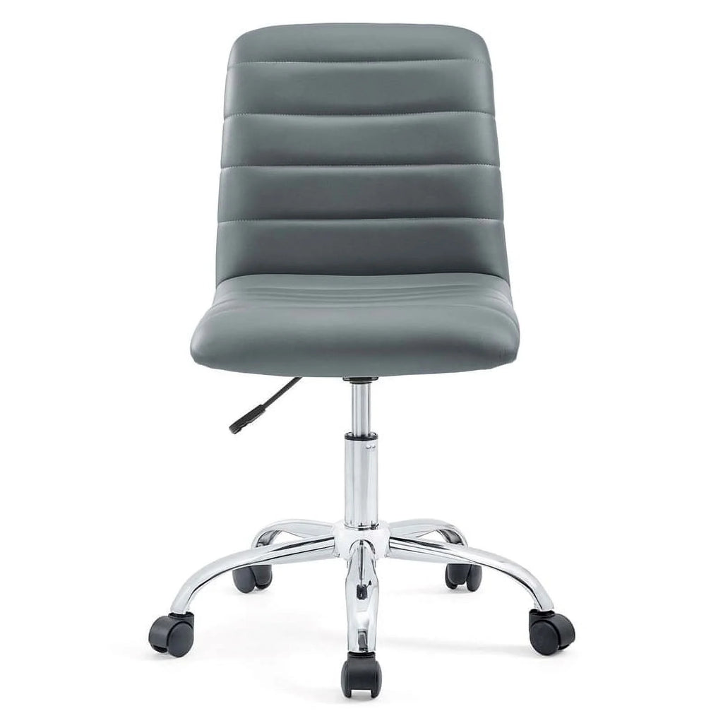 Gray Vinyl Nylon Mid-Back Armless Swivel Office Chair O32532