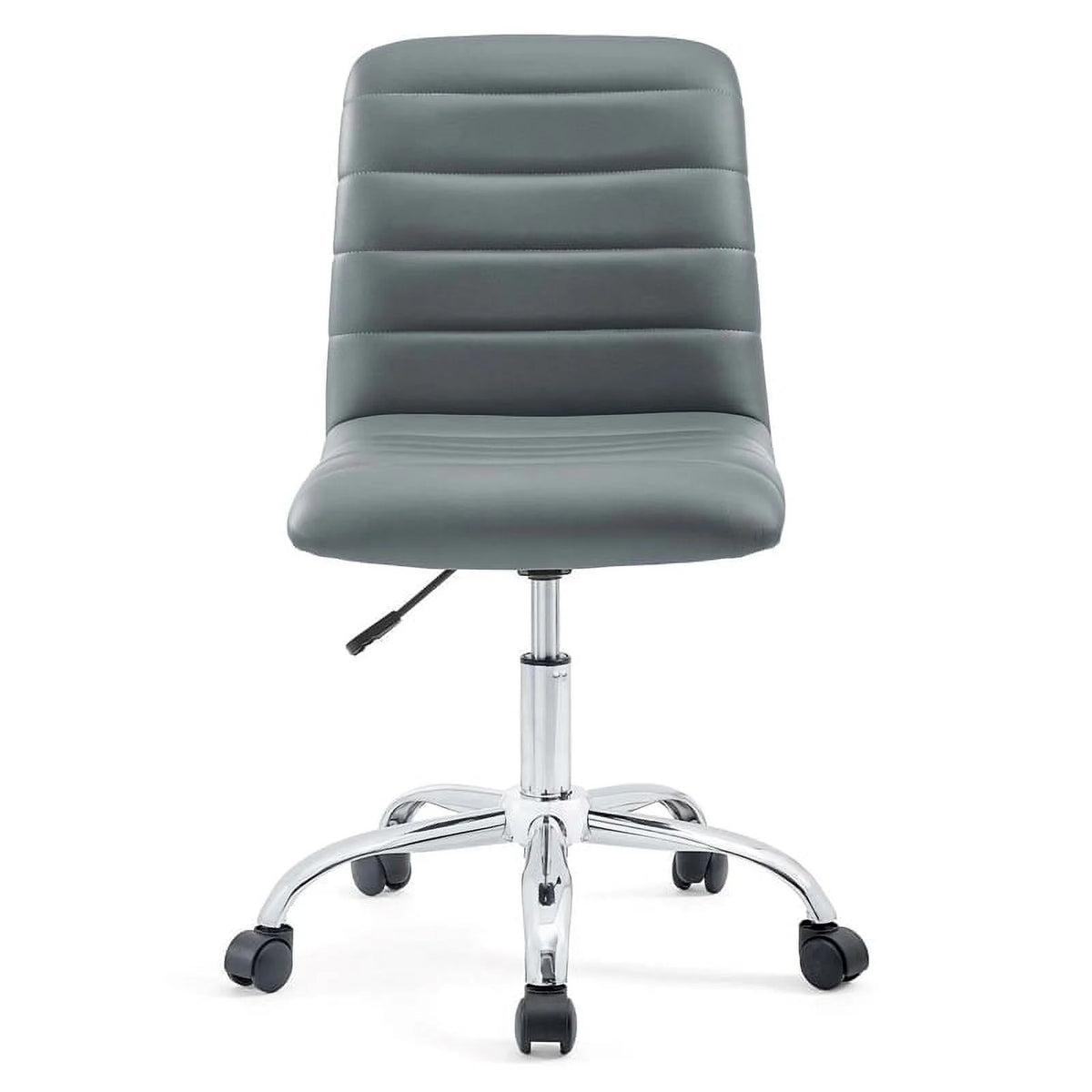 Gray Vinyl Nylon Mid-Back Armless Swivel Office Chair O32532