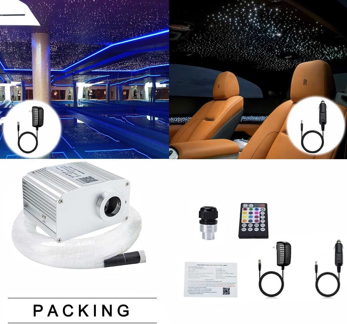Bluetooth Fiber Optic Star Ceiling Light Kit 460pcs 9.8ft Z9403