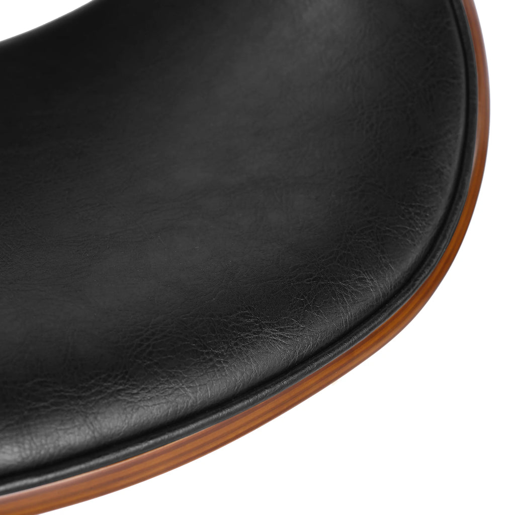 Mid Century Modern Faux Leather Wood Swivel Barstool W9005