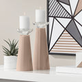 Brown Glass Pillar Candle Holders Set of 2 R276220