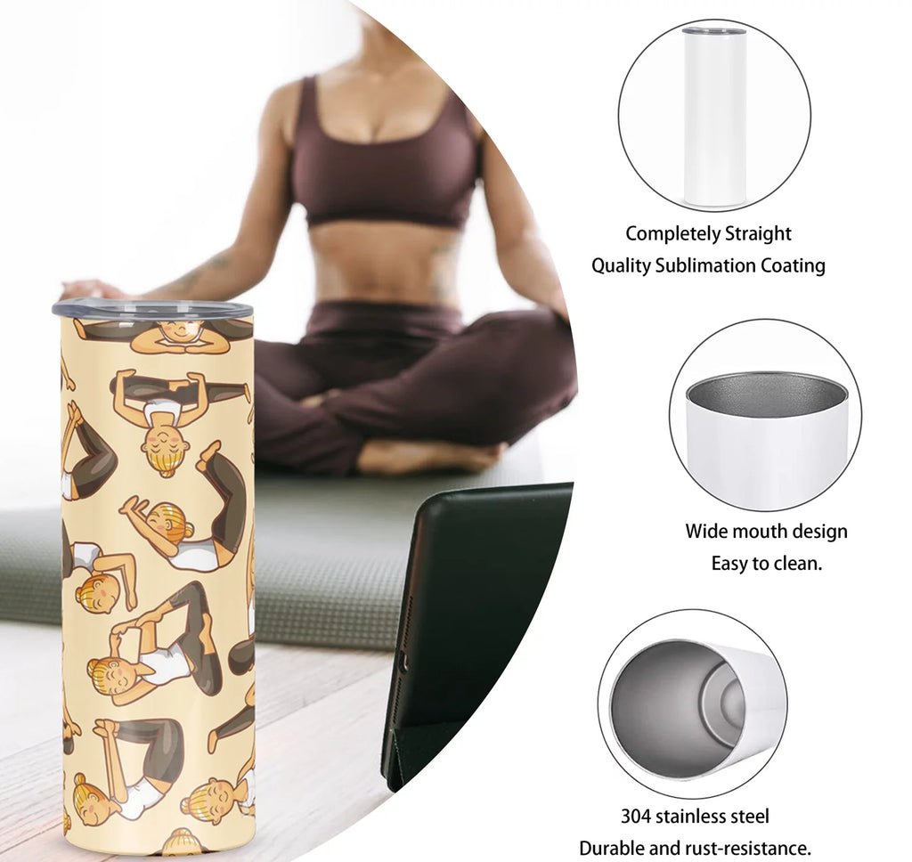 8 Pack 20 Oz Stainless Steel Sublimation Tumblers with Lid Straw O349982