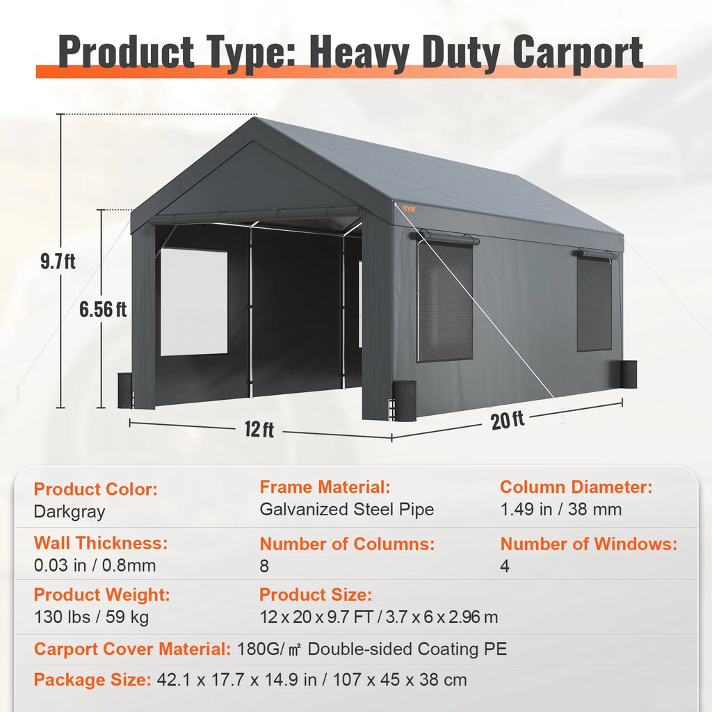 12x20ft 8 Legs Carport U126