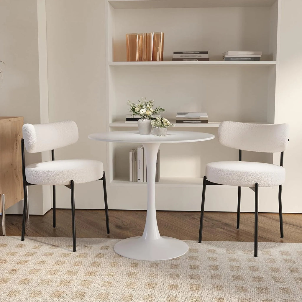 Round Dining Table Set for 2, 3 Pieces White Z700095