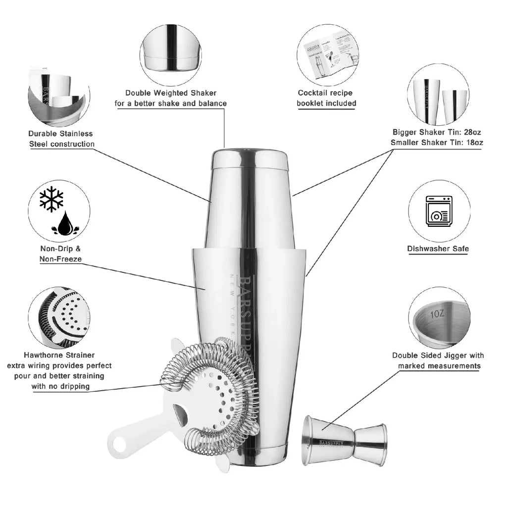 4-Piece Boston Cocktail Shaker Set O426