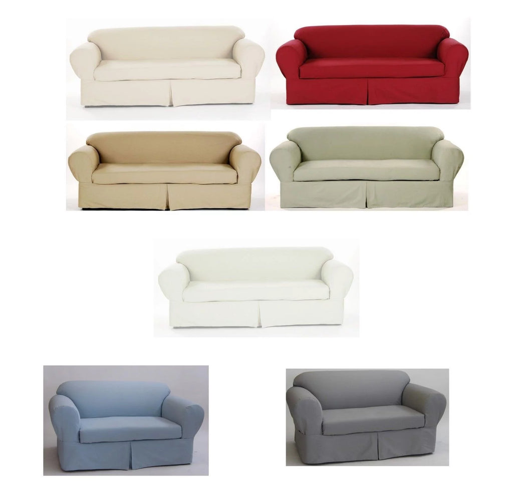 Cotton Twill 2-piece Couch Sofa Slipcover S750621