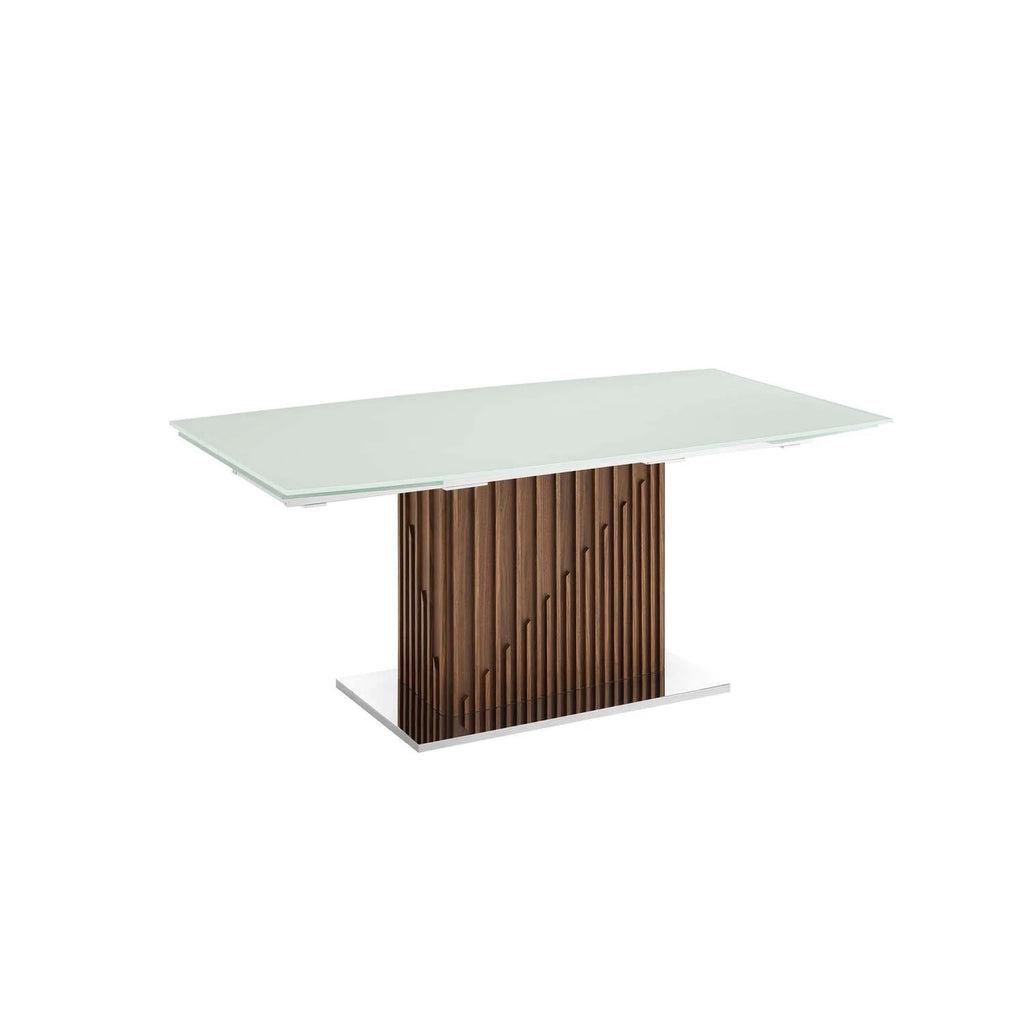 30 x 71 x 39.5 in. White Dining Table with Walnut Veneer Base I770