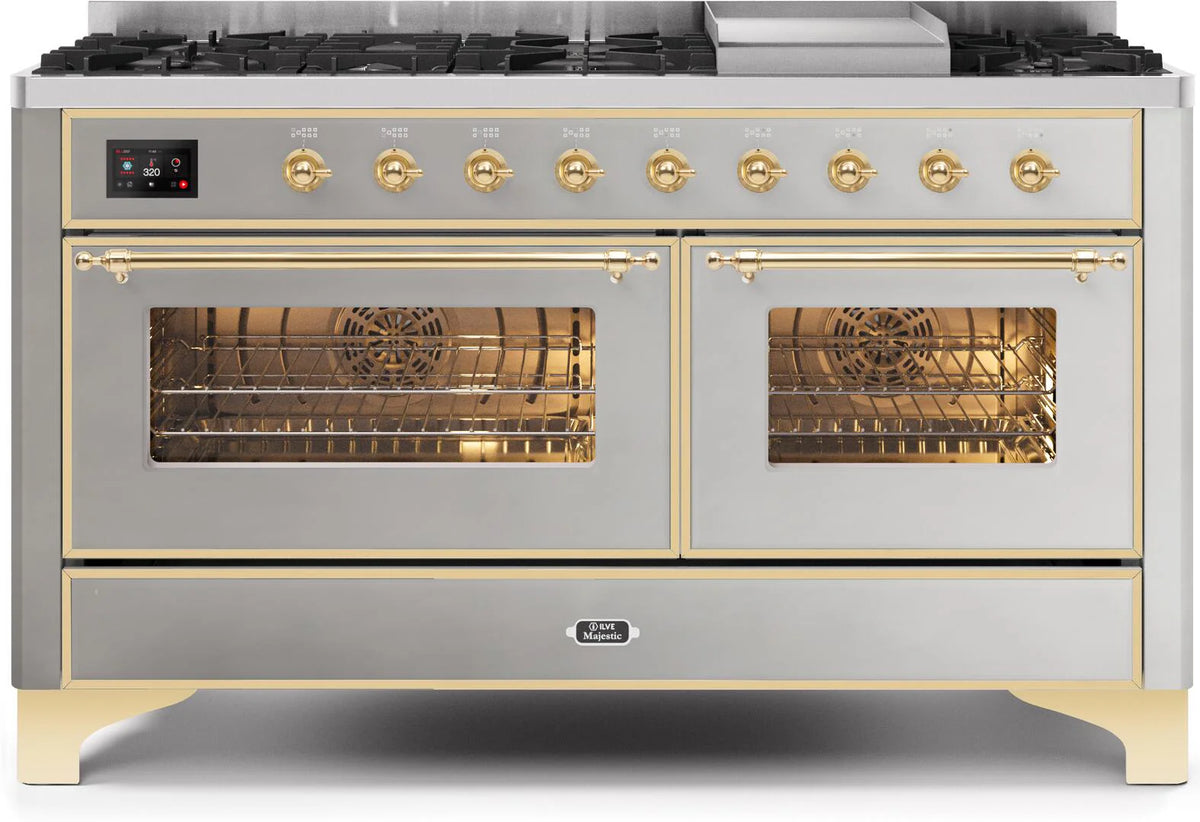 60 Dual Fuel Natural Gas Range in Stainless Steel with Brass Trim K890189