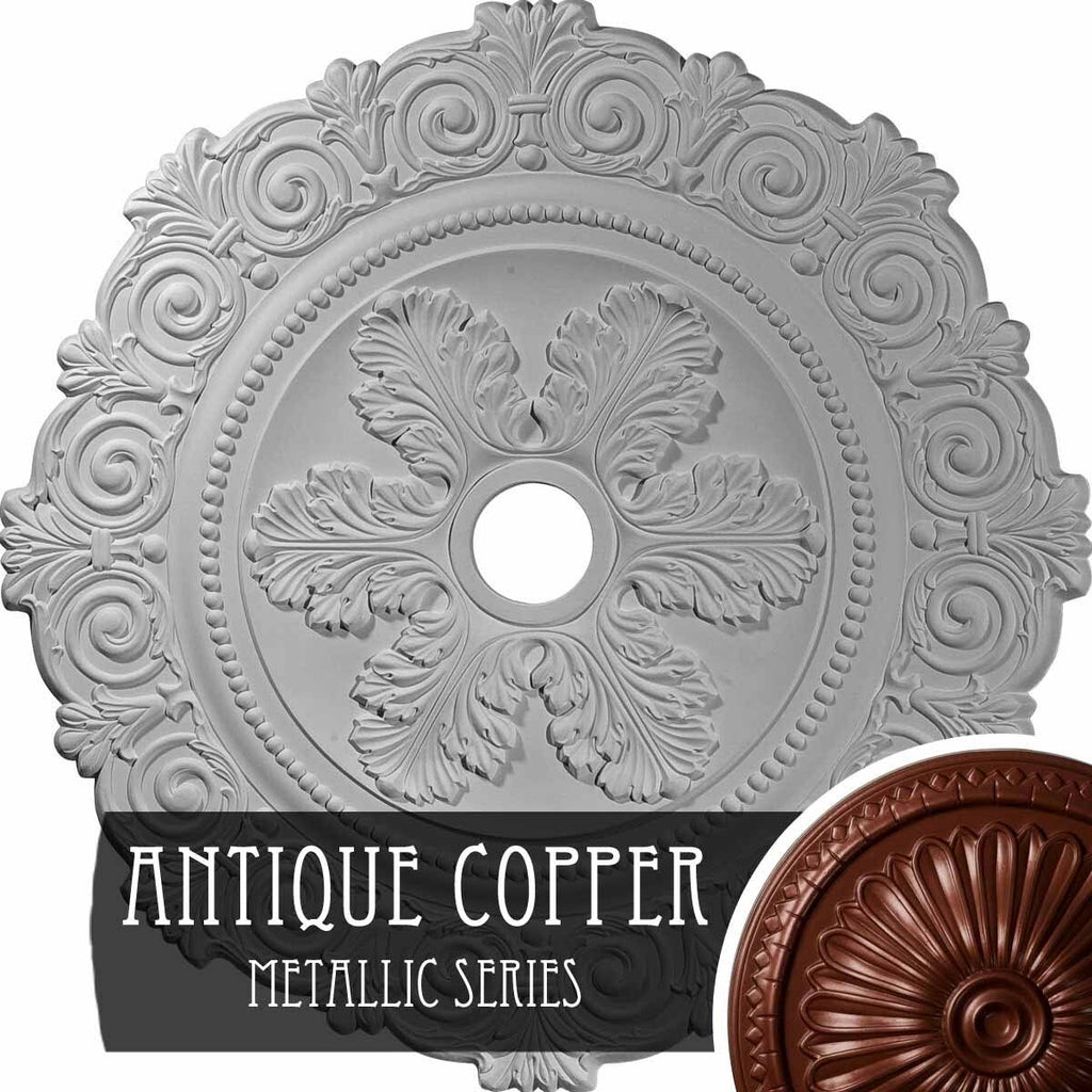 Hand-Painted Antique Copper Scroll Medallion W64678