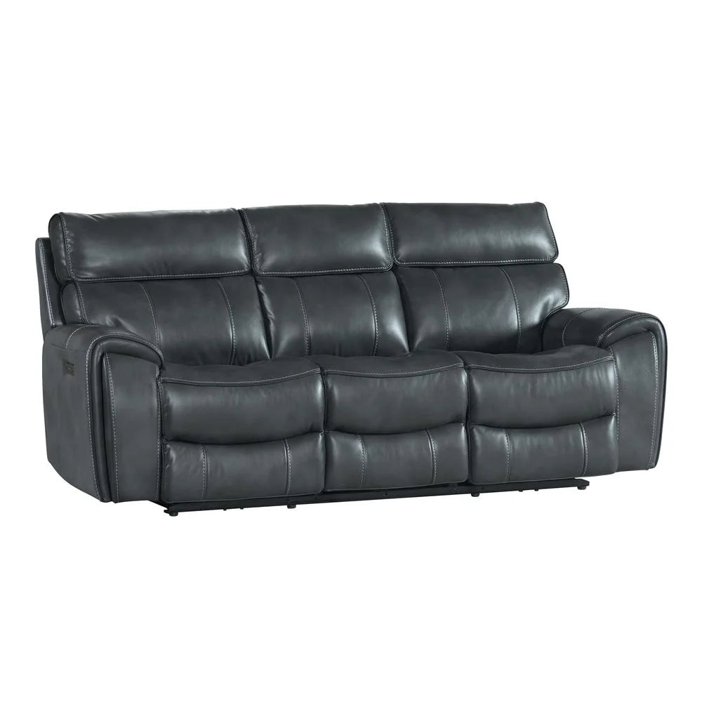 Slate Gray Faux Leather Dual-Power Recliner Sofa L979245