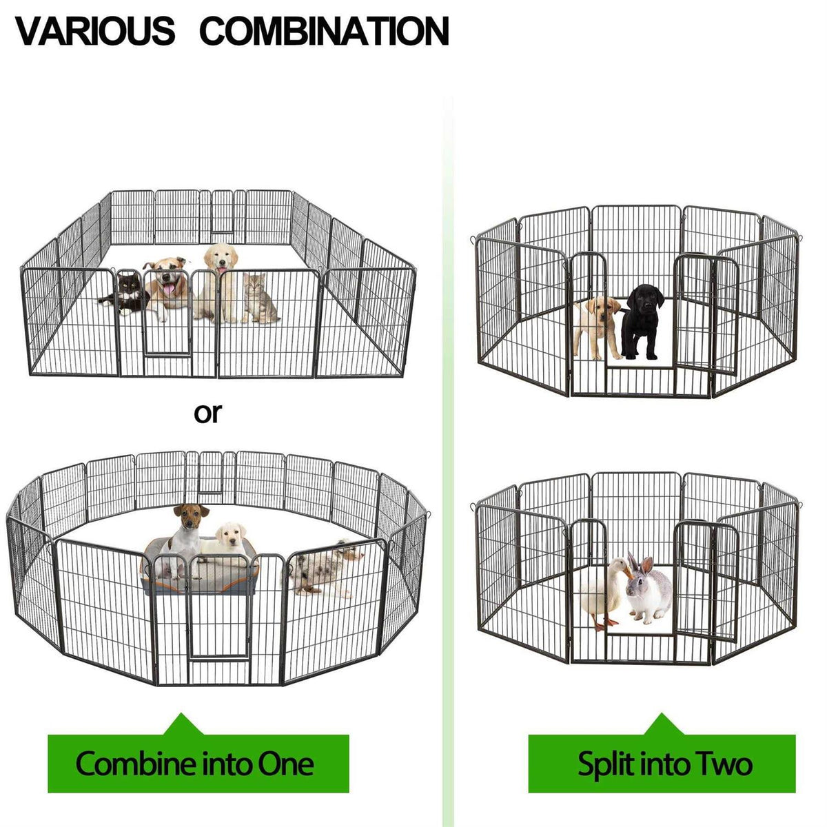 32 inch 16 Panel Foldable Metal Pet Playpen M354579