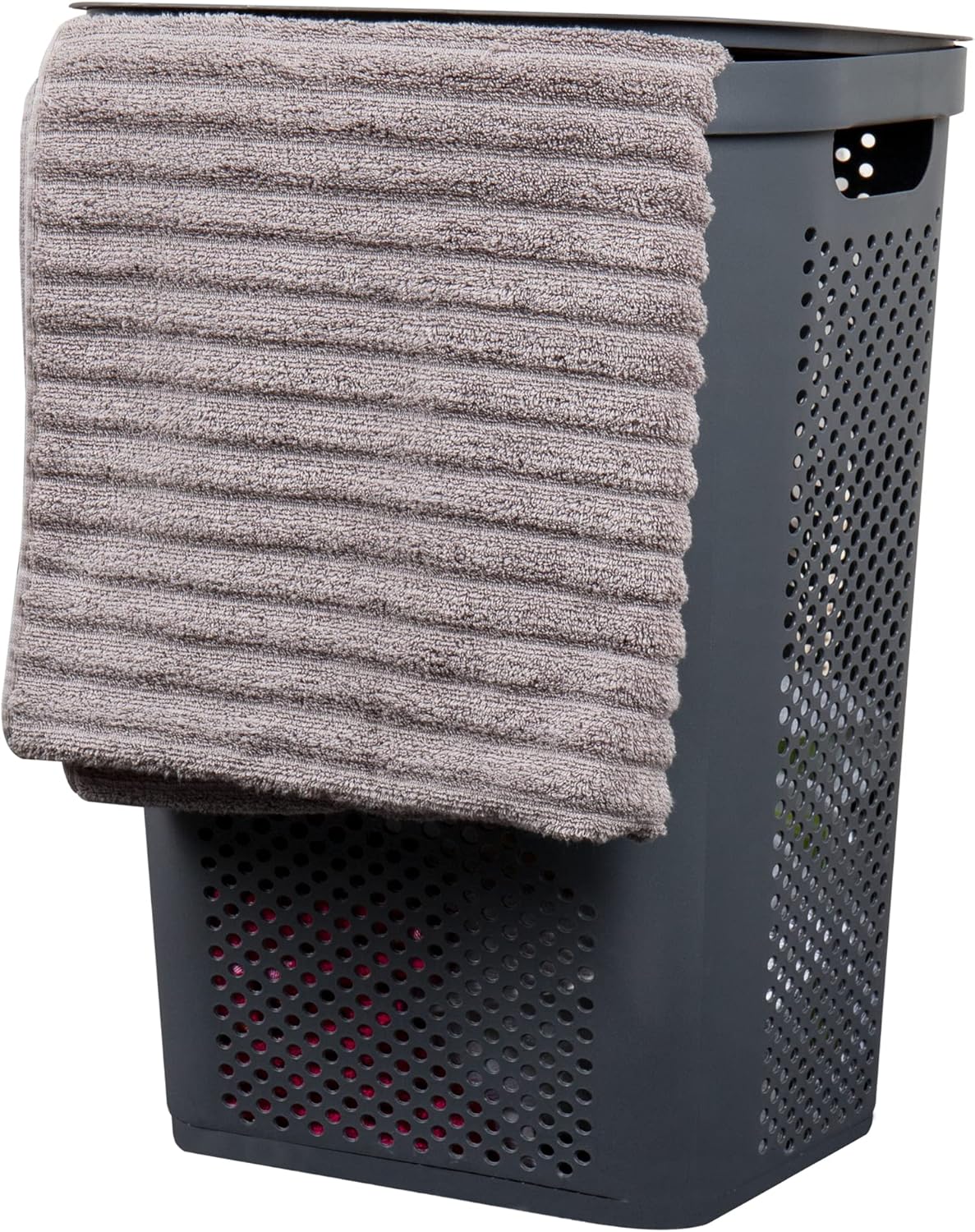 60L Slim Plastic Laundry Hamper with Lid, Gray E11319