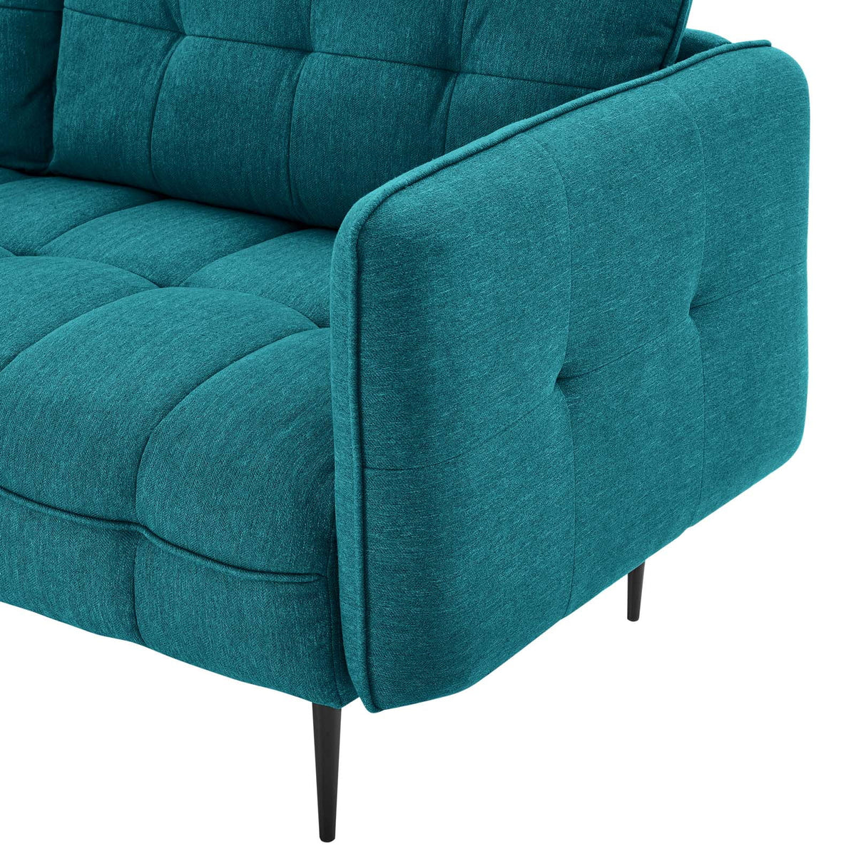 Teal Blue Tufted Fabric Sofa T374470