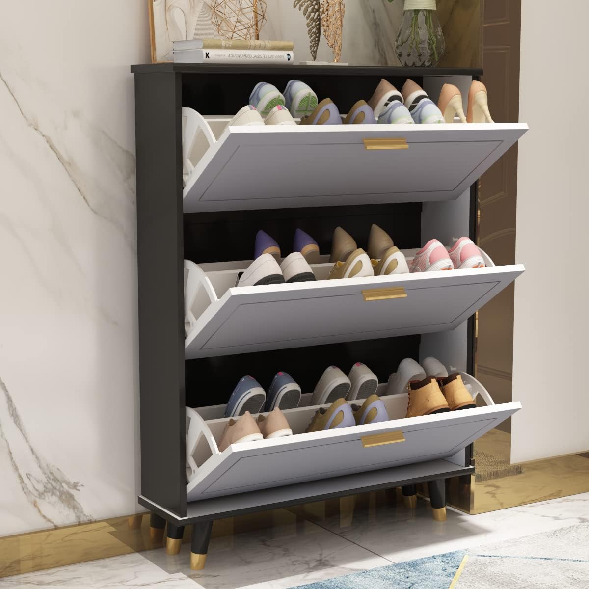 Shoe Cabinet with 3 Flip Drawers D65852