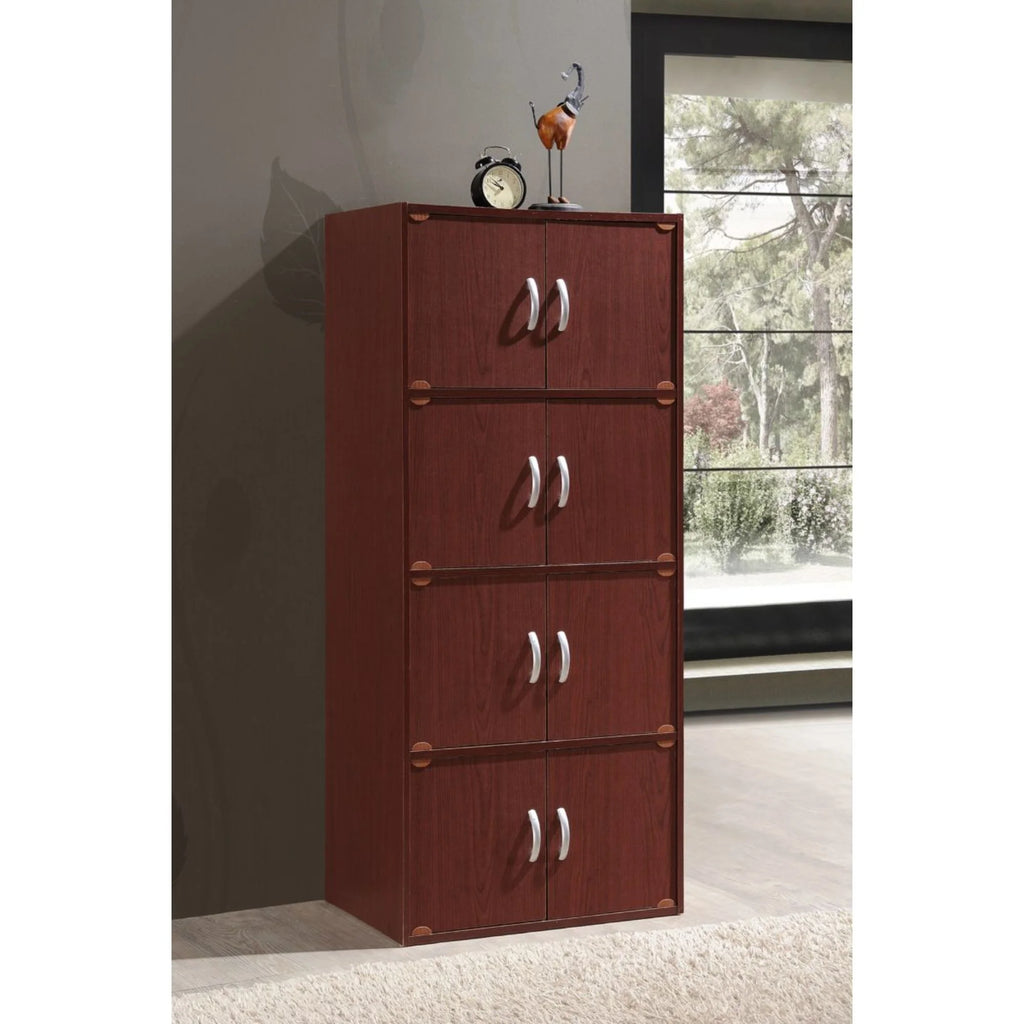 Mahogany Brown Bookcase Cabinet with Doors J650
