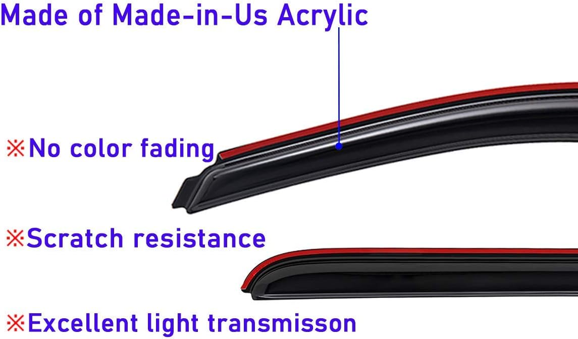 Dark Smoke Shatterproof 4 PCS In-Channel Side Window Visor Deflector Rain Guard Y766