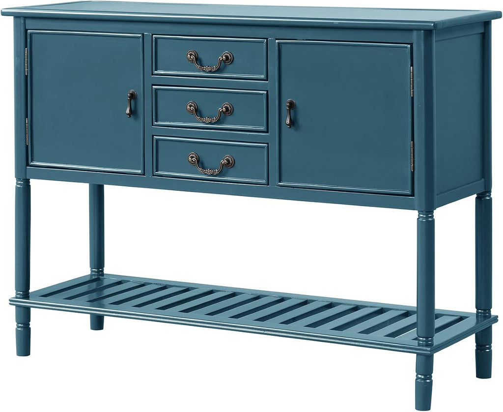 Solid Wood Console Table with 3 Drawers, 2 Cabinet and 1 Shelf N9166