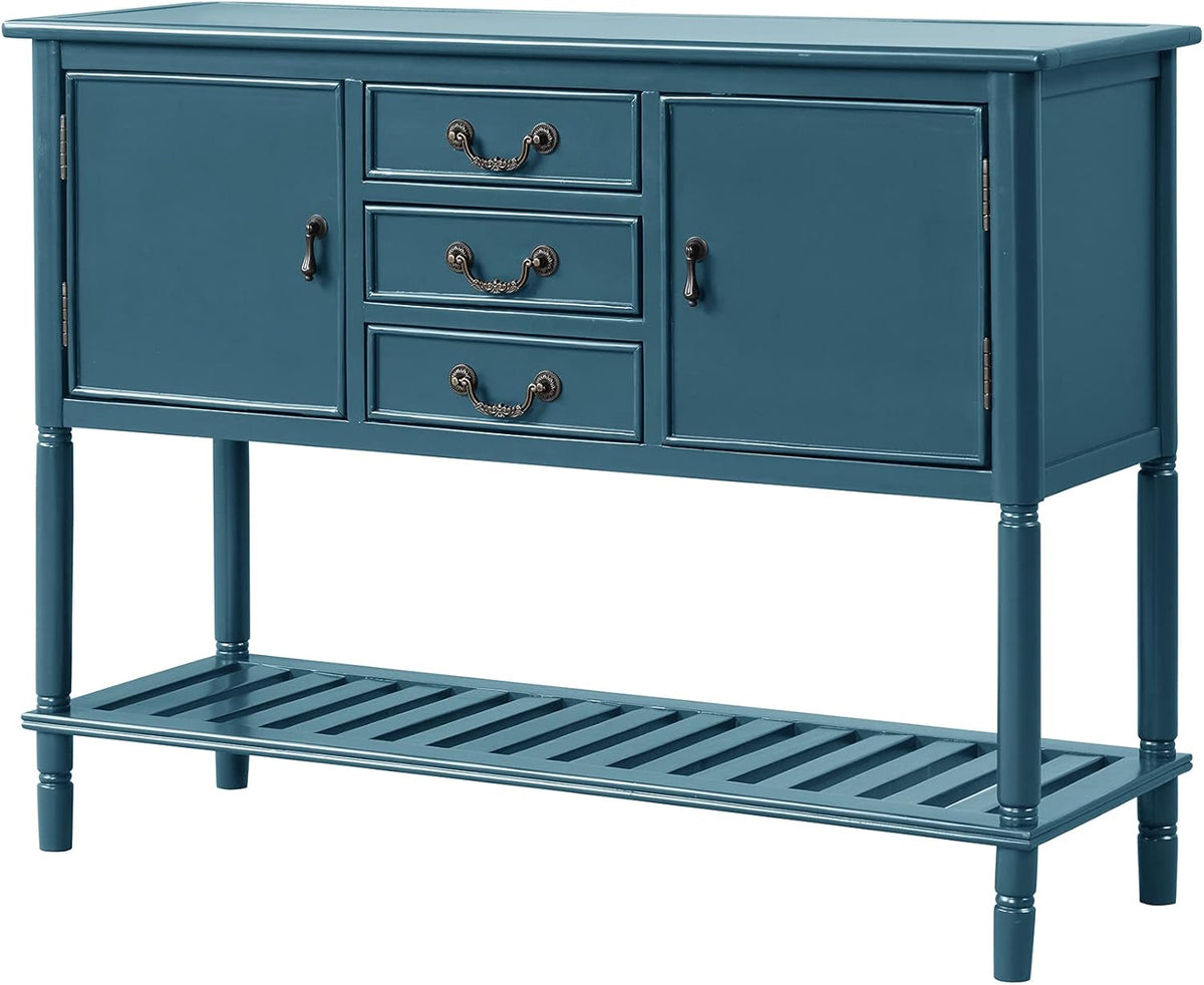 Solid Wood Console Table with 3 Drawers, 2 Cabinet and 1 Shelf N9166