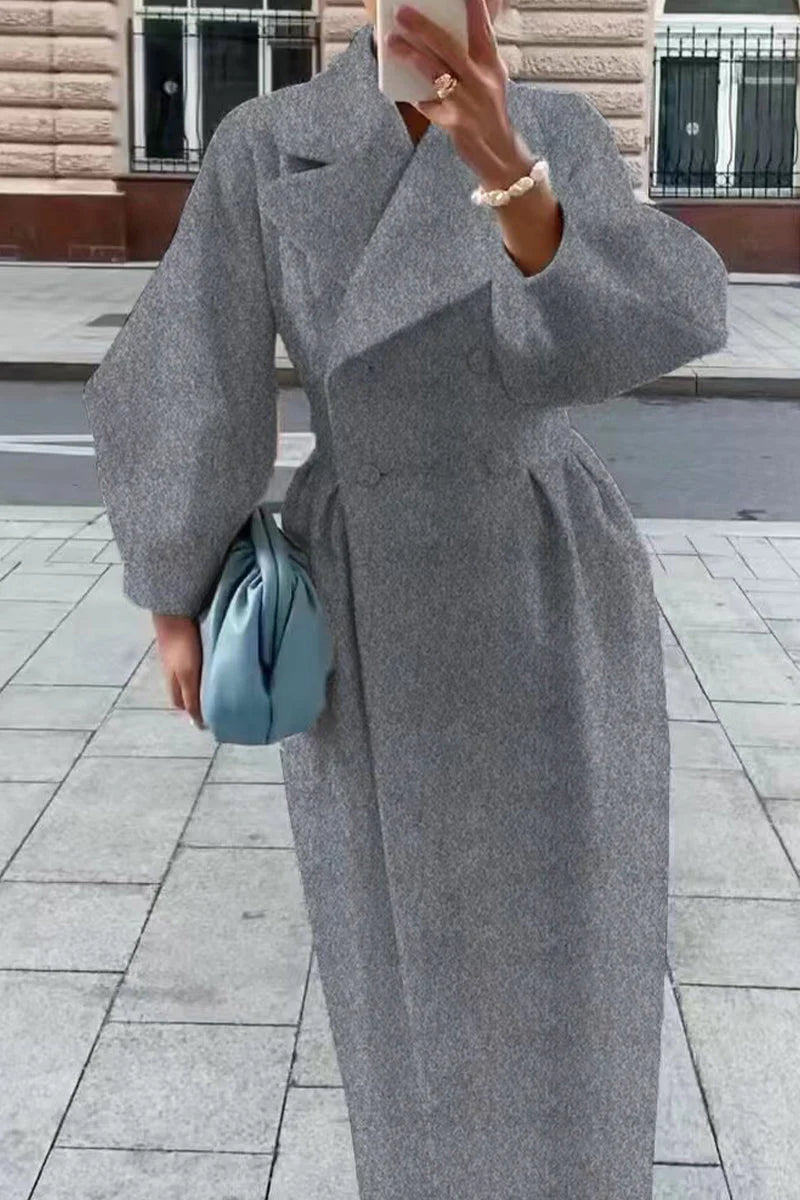 Solid Turndown Collar Outerwear E217455