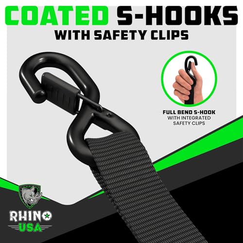 Heavy Duty Ratchet Straps 4-Pack 1.6 Inch x 8 Feet Black N36147