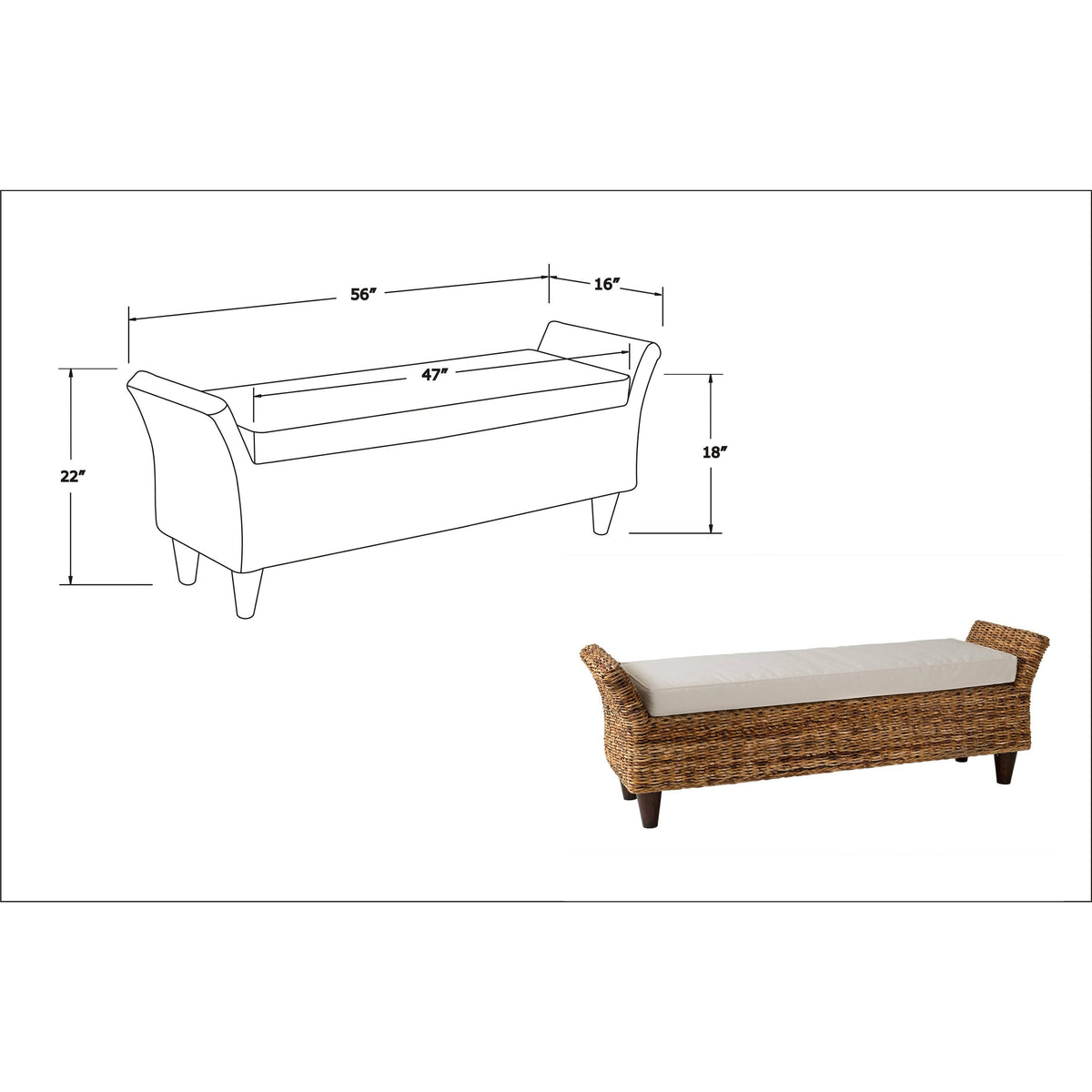 Brown Abaca Bench P1933