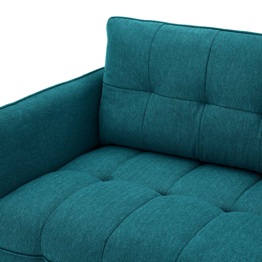 Teal Blue Tufted Fabric Sofa T374470
