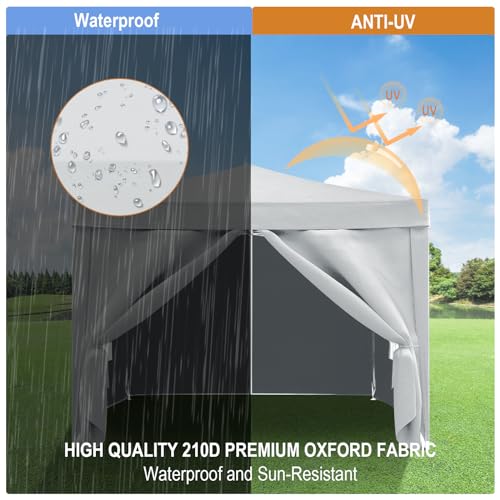 10x20 White Pop Up Canopy Tent with 6 Sidewalls Z20054