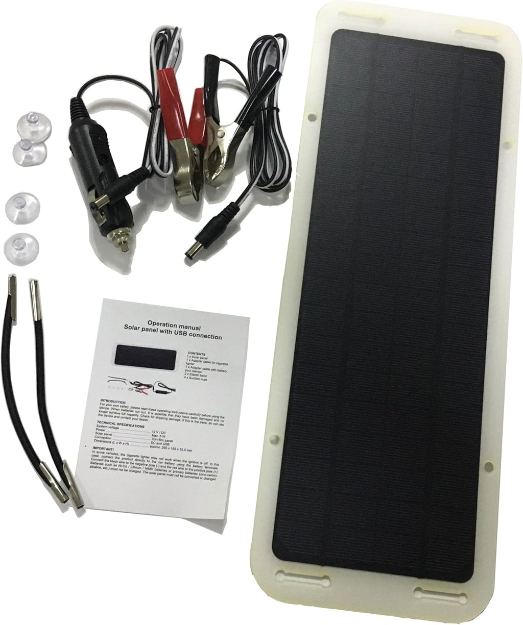 12V Solar-Panel Battery Charger Maintainer with 5V USB Ports, Waterproof, Pack of 2 K91667