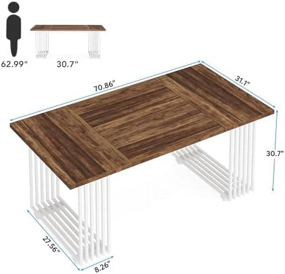 White 70.8 Inch Dining Table with Gold Metal Legs O99550