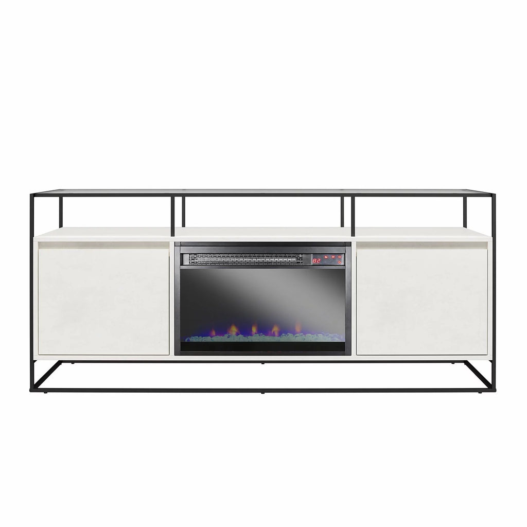 Plaster TV Stand with Electric Fireplace H718092