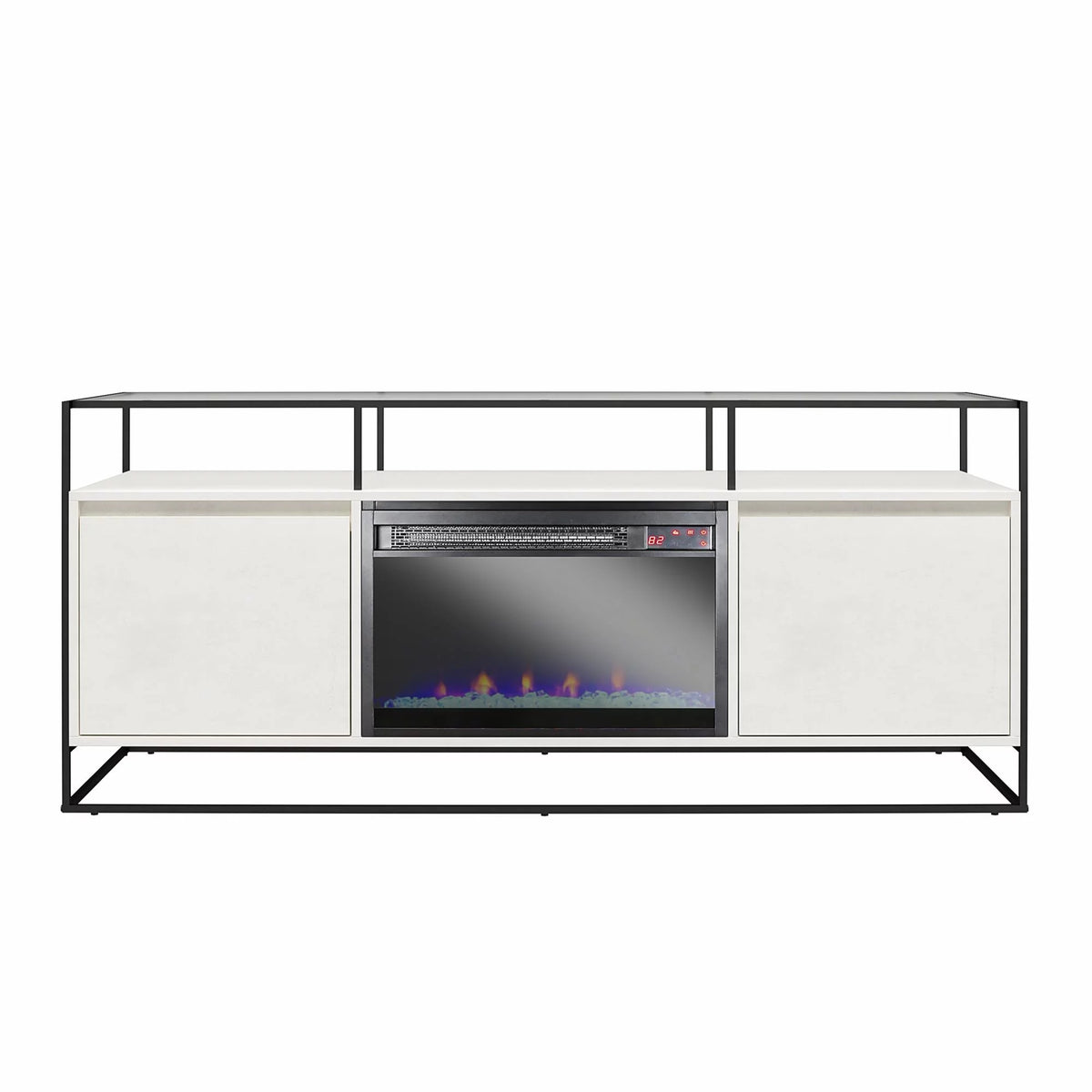 Plaster TV Stand with Electric Fireplace H718092