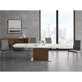 30 x 71 x 39.5 in. White Dining Table with Walnut Veneer Base I770