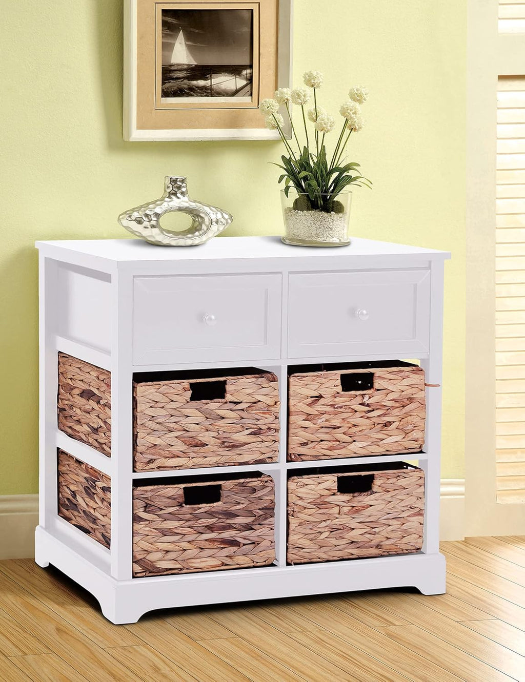 White Storage Cabinet with 1 Drawer & 3 Removable Baskets F733260