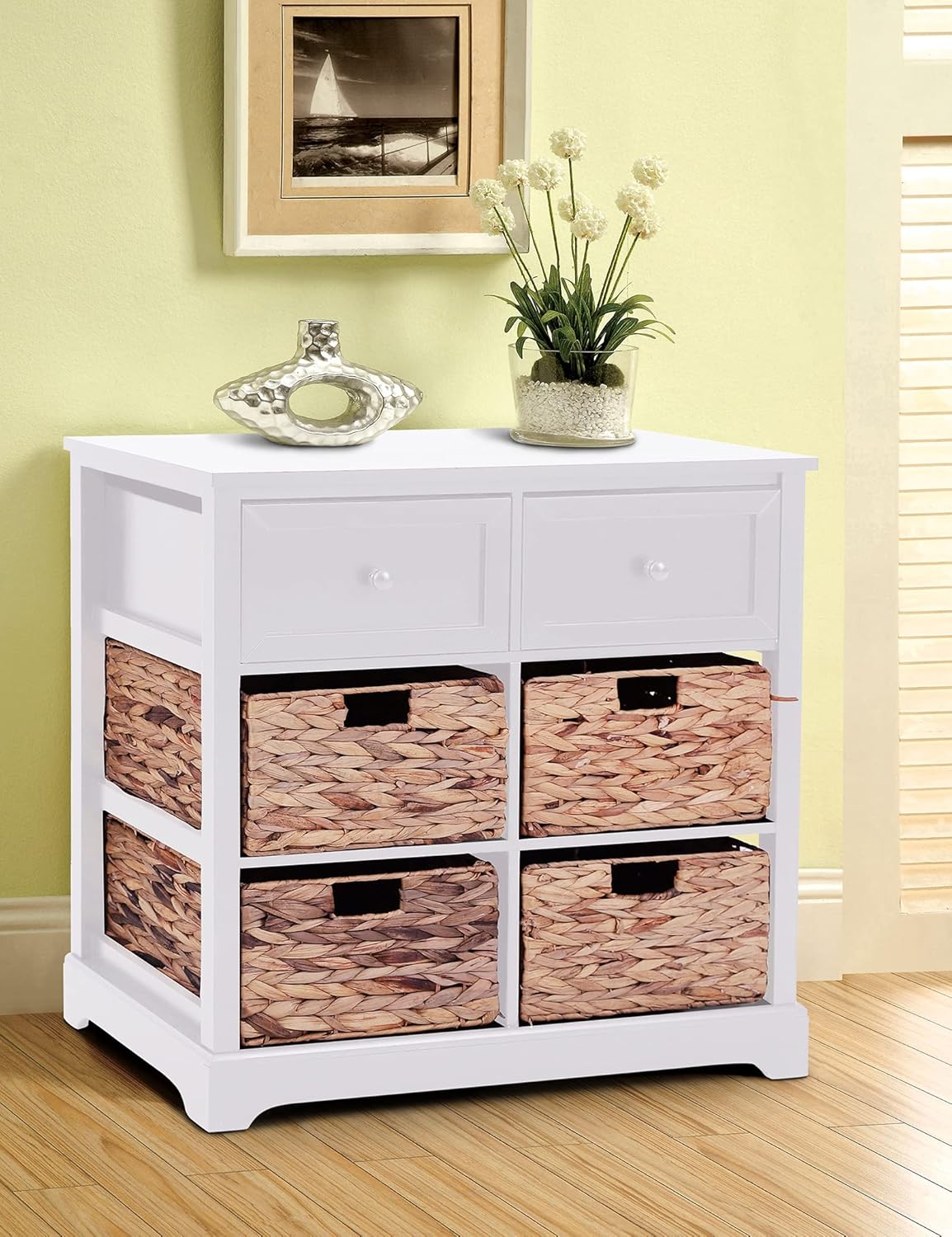 White Storage Cabinet with 1 Drawer & 3 Removable Baskets F733260