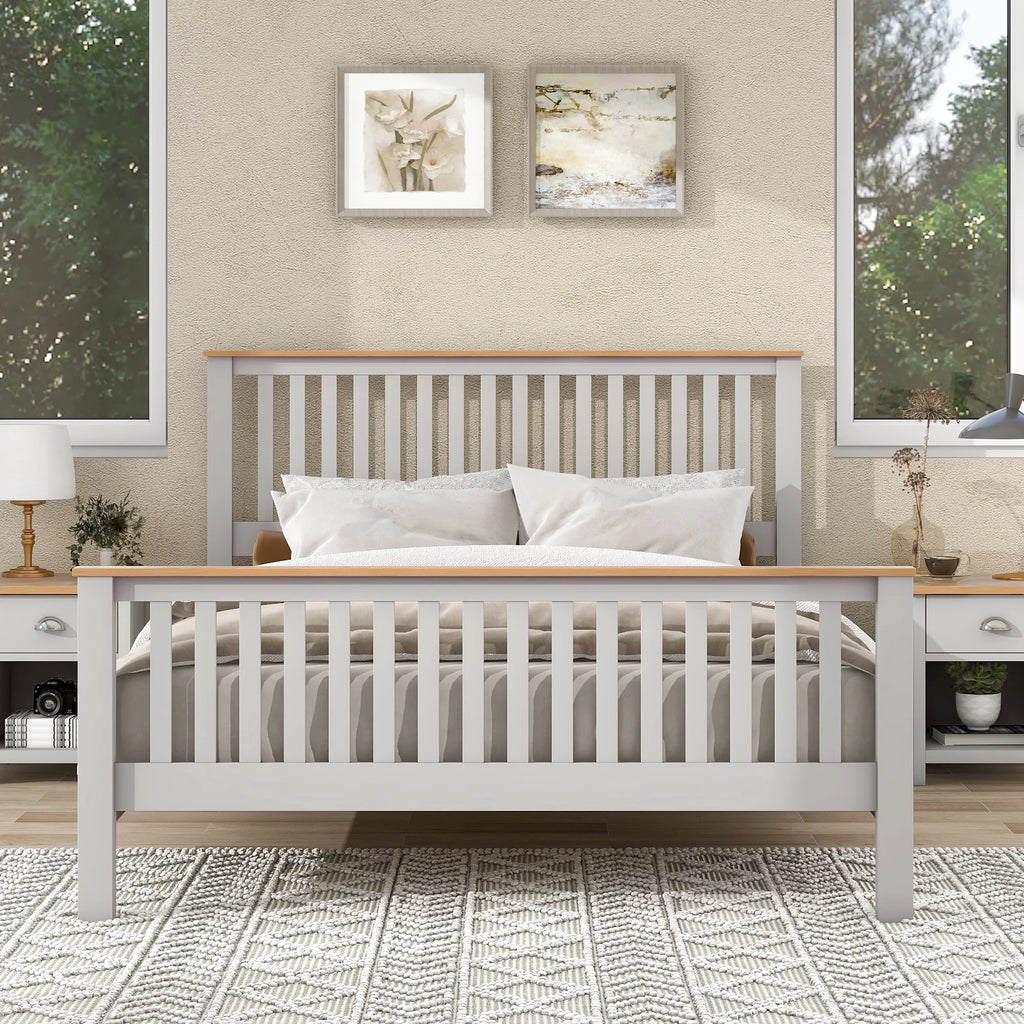 Gray Queen Bed Frame with Headboard A2510