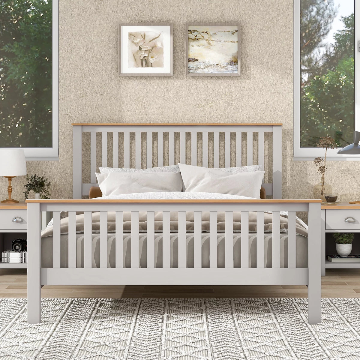Gray Queen Bed Frame with Headboard A2510